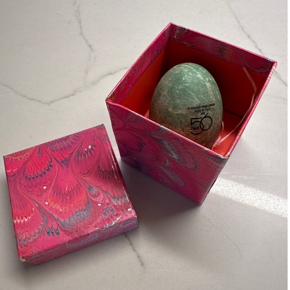 Department 56 Green Egg Alabaster Hand Carved In Italy For Dept 56 Original Box